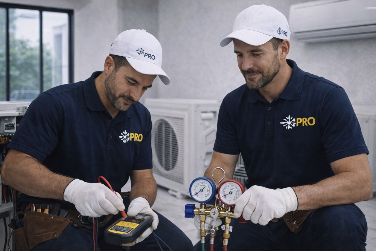 nosotros trabajando aire acondicionado pro